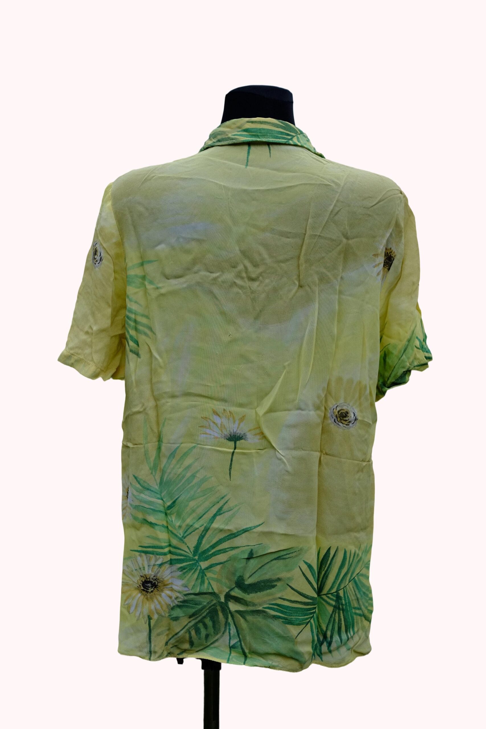 Vintage 90s Pastel Yellow Floral Daisy Boho Blouse - Image 2