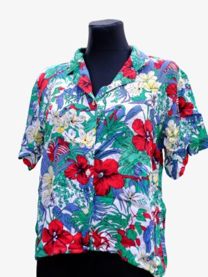 Vintage 90s Floral Vibrant Hawaiin Blouse