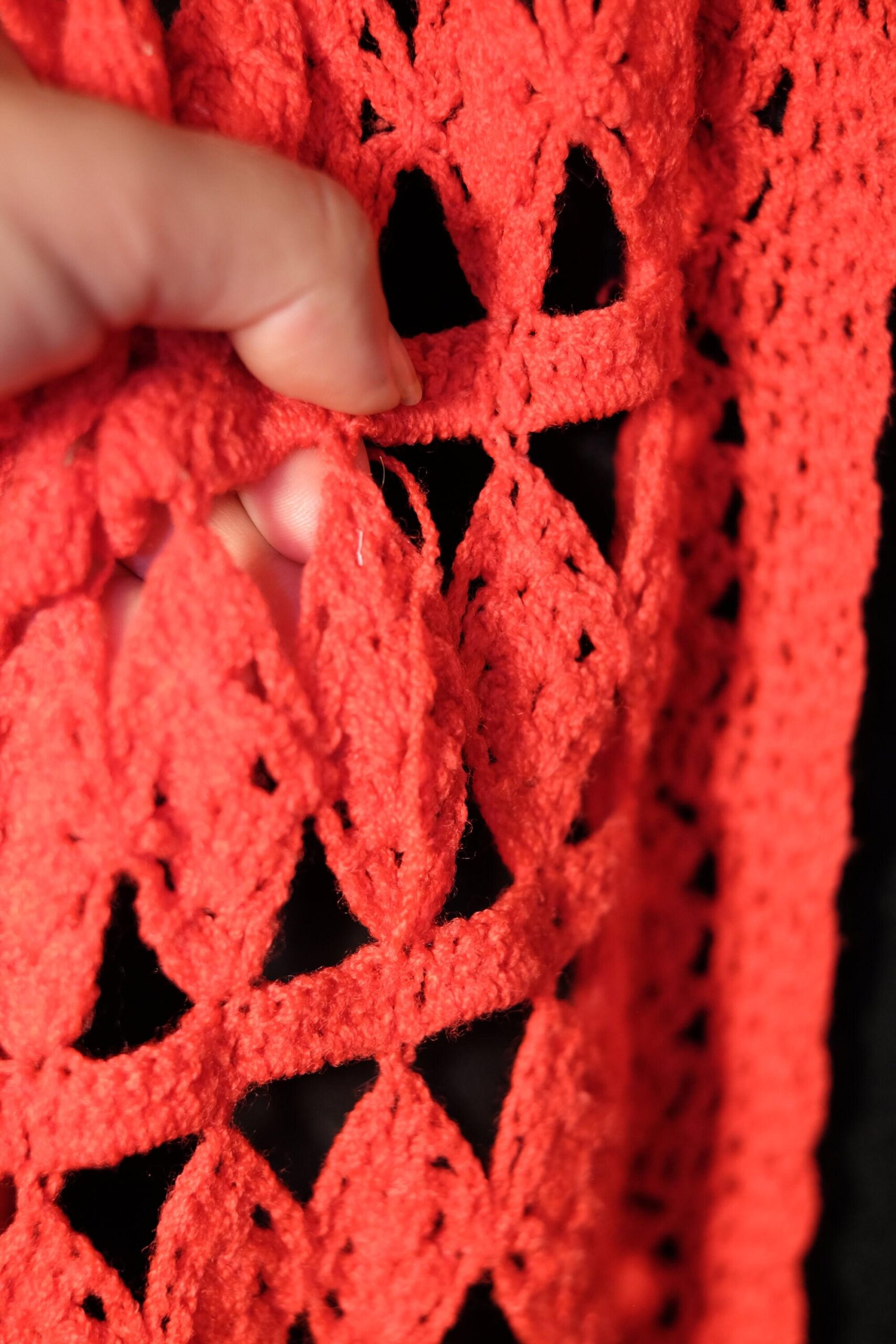 Vintage Red Hand Knitted Boho Hippie Summer Festival Crocheted Vest - Image 7