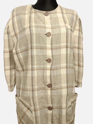 Vintage Yessica Plaid Tunic with Pockets in Earth Tones Size DE40