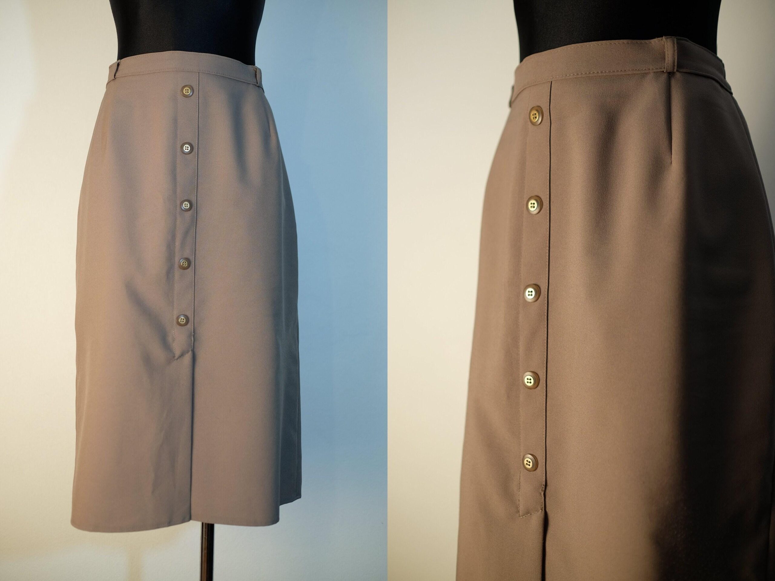 Vintage Gray High Waisted Butťton Up Pencil Skirt Size EU42 US12 L - Image 2