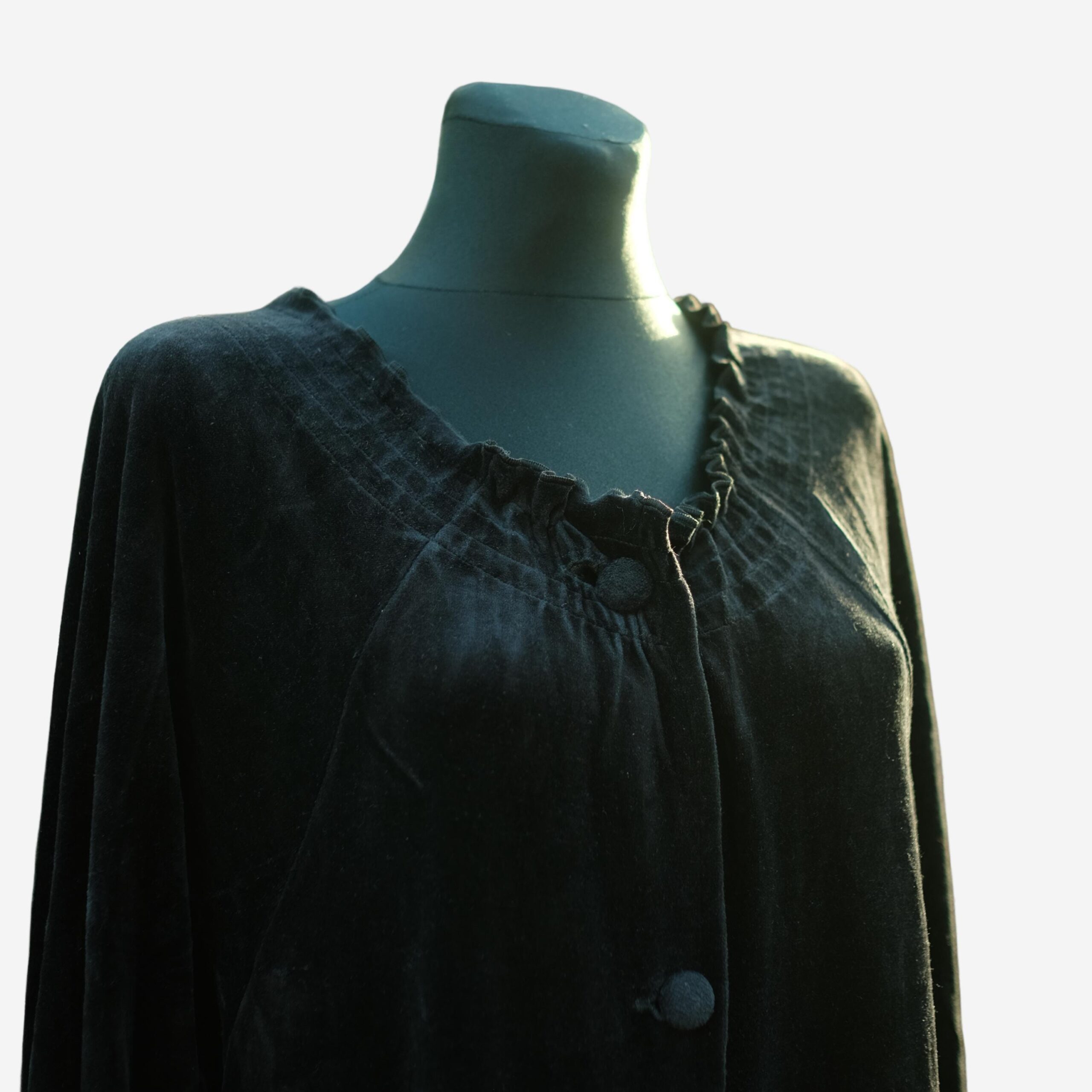 Vintage Black Velvet Robe / Luxurious Button Down Dressing Gown - Image 8