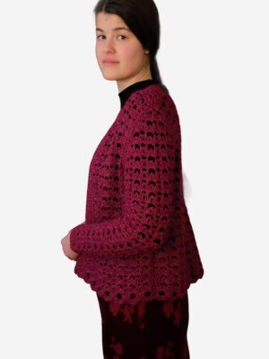 Vintage Fuchsia Crochet Cardigan