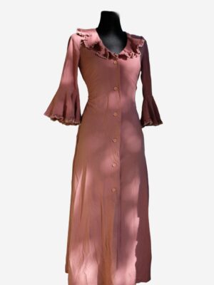 60s 70s Vintage Dreamy Dressing Gown, Nigth Gown, Robe, House Coat with Bell Ruffle Sleeves Small Size