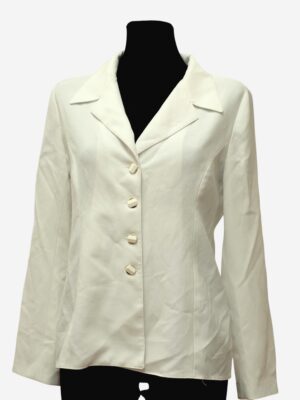 Vintage White Simple Blazer with Golden Buttons