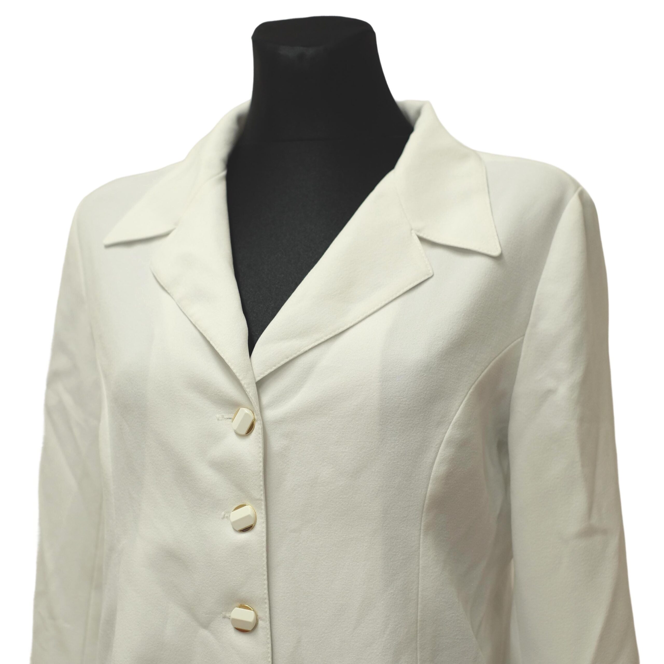 Vintage White Simple Blazer with Golden Buttons - Image 2
