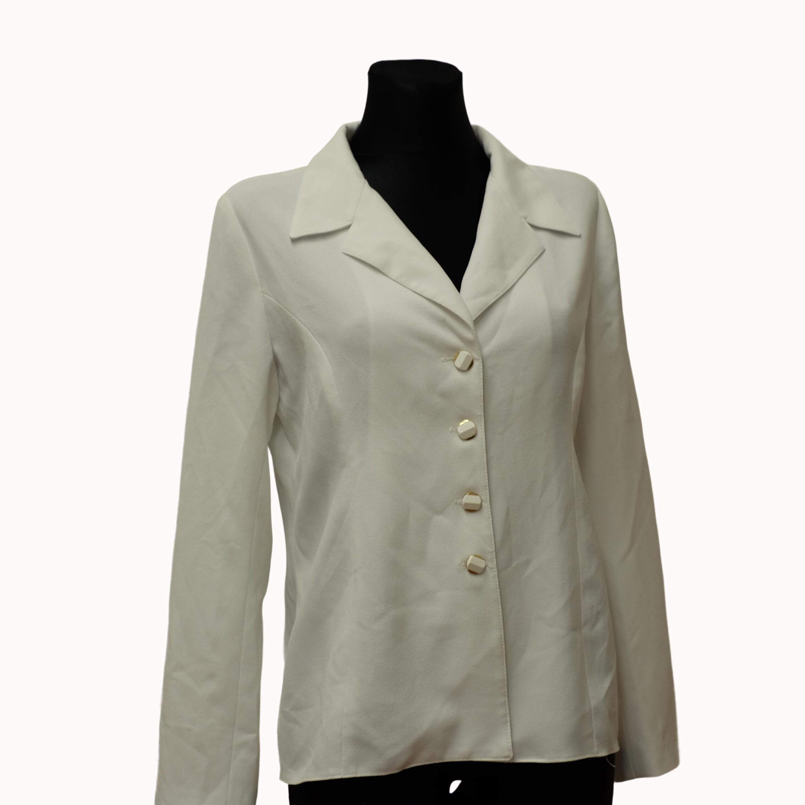Vintage White Simple Blazer with Golden Buttons - Image 5