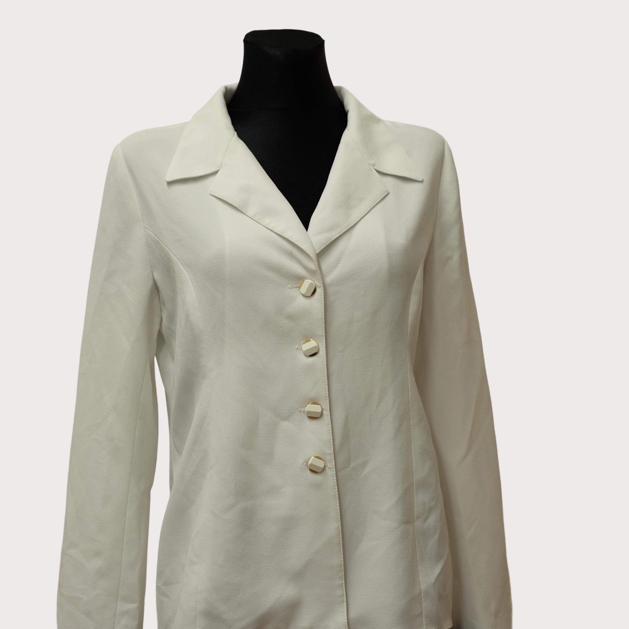 Vintage White Simple Blazer with Golden Buttons - Image 8
