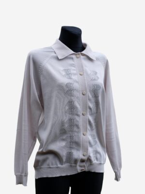 Vintage Light Gray Collared Sweater, Polo Shirt