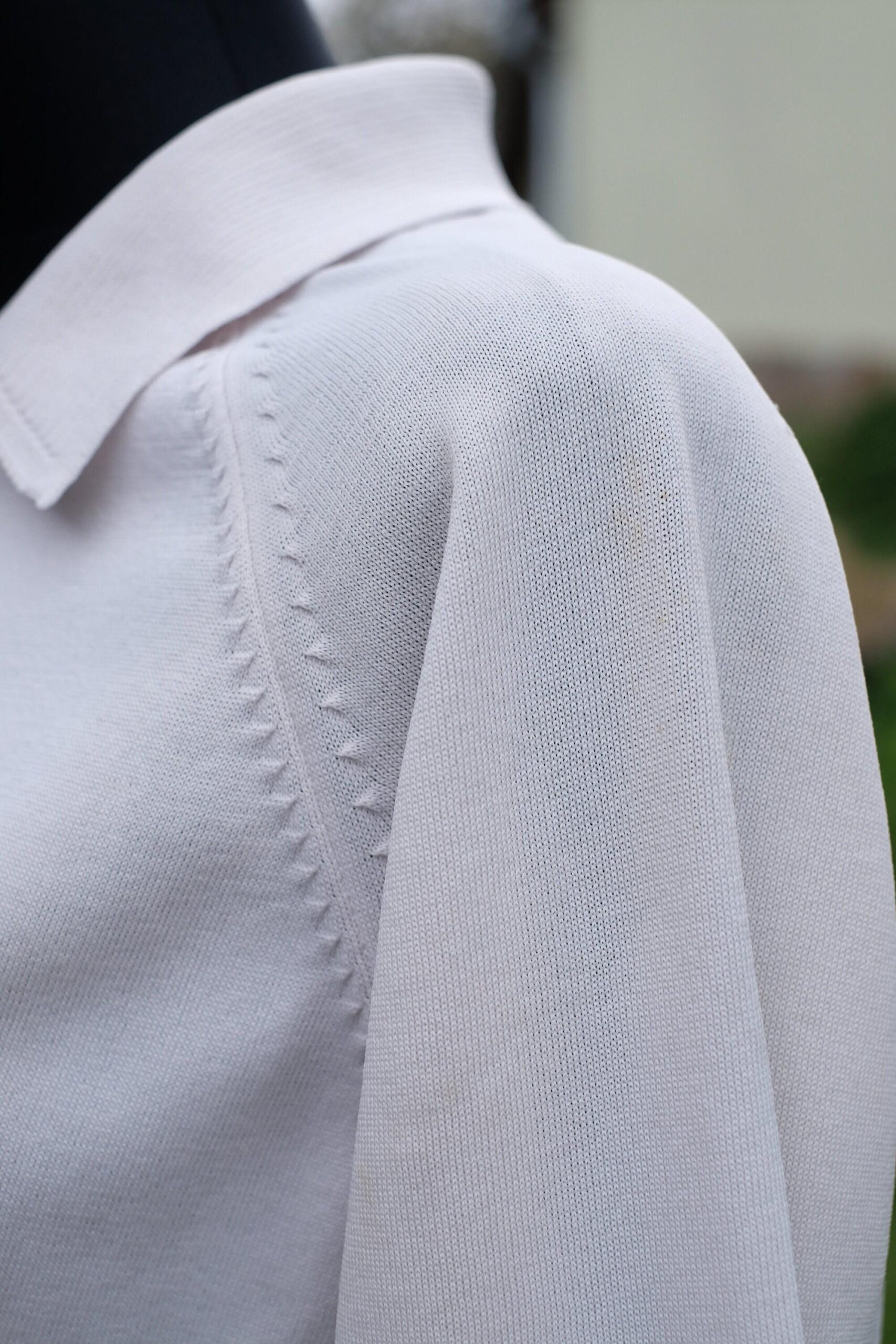 Vintage Light Gray Collared Sweater, Polo Shirt - Image 5