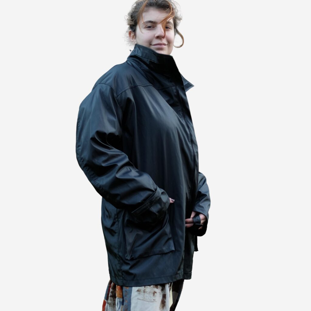 Vintage Black Waxed Jacket, NOS Deadstock but has a hole