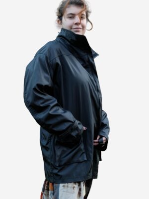 Vintage Black Waxed Jacket, NOS Deadstock but has a hole