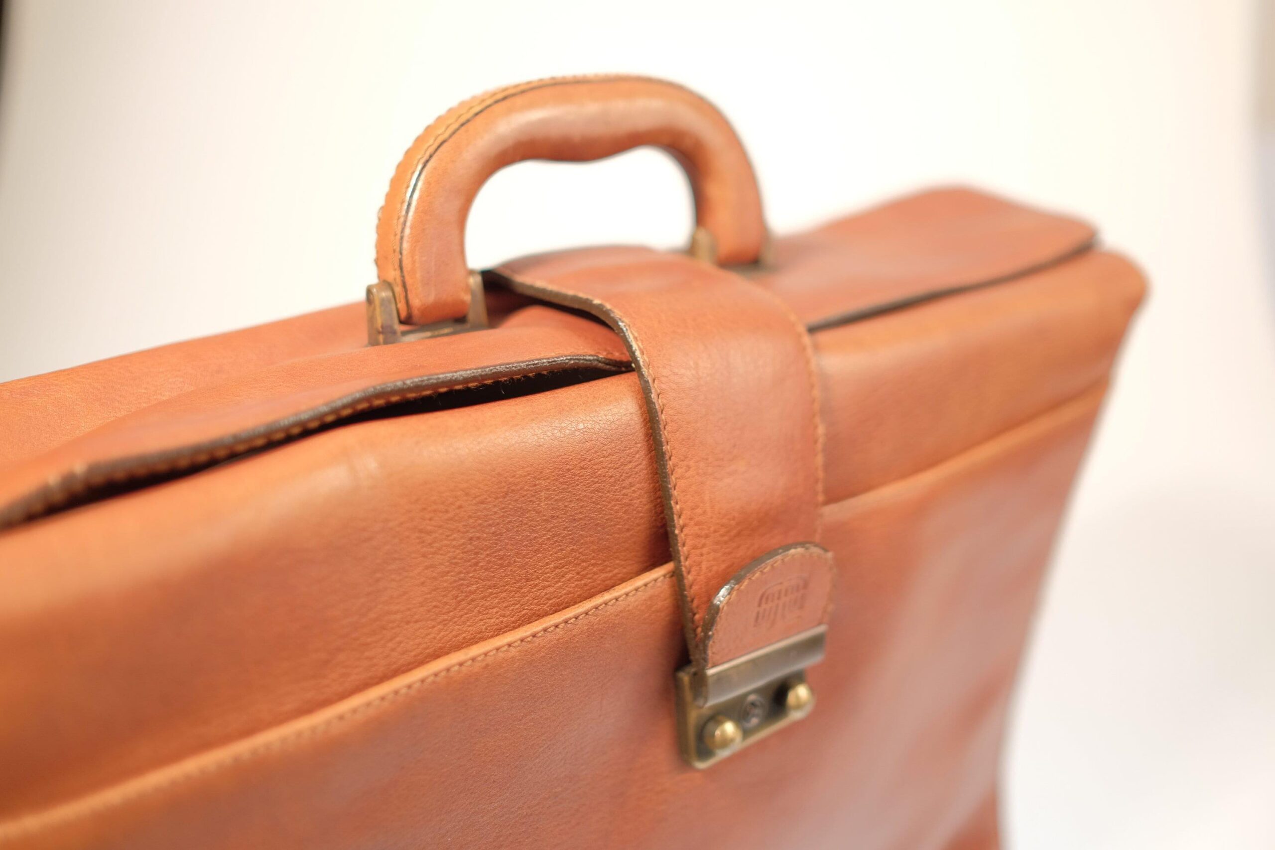 Vintage Brown Leather Briefcase, Extra Spacious Caramel Brown Leather Office Satchel, Laptop Carrier - Image 3
