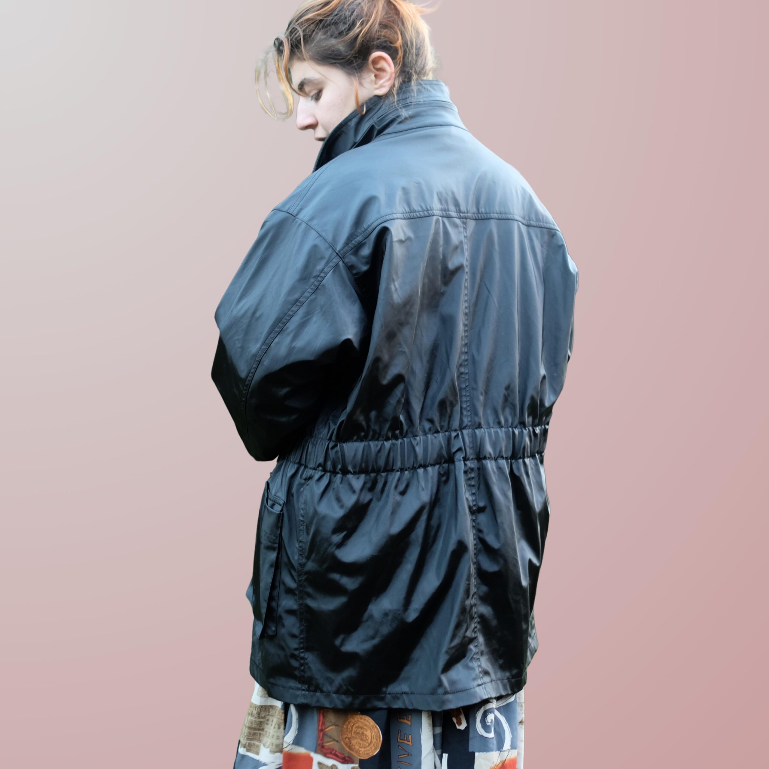 Vintage Black Waxed Jacket, NOS Deadstock but has a hole - Image 2