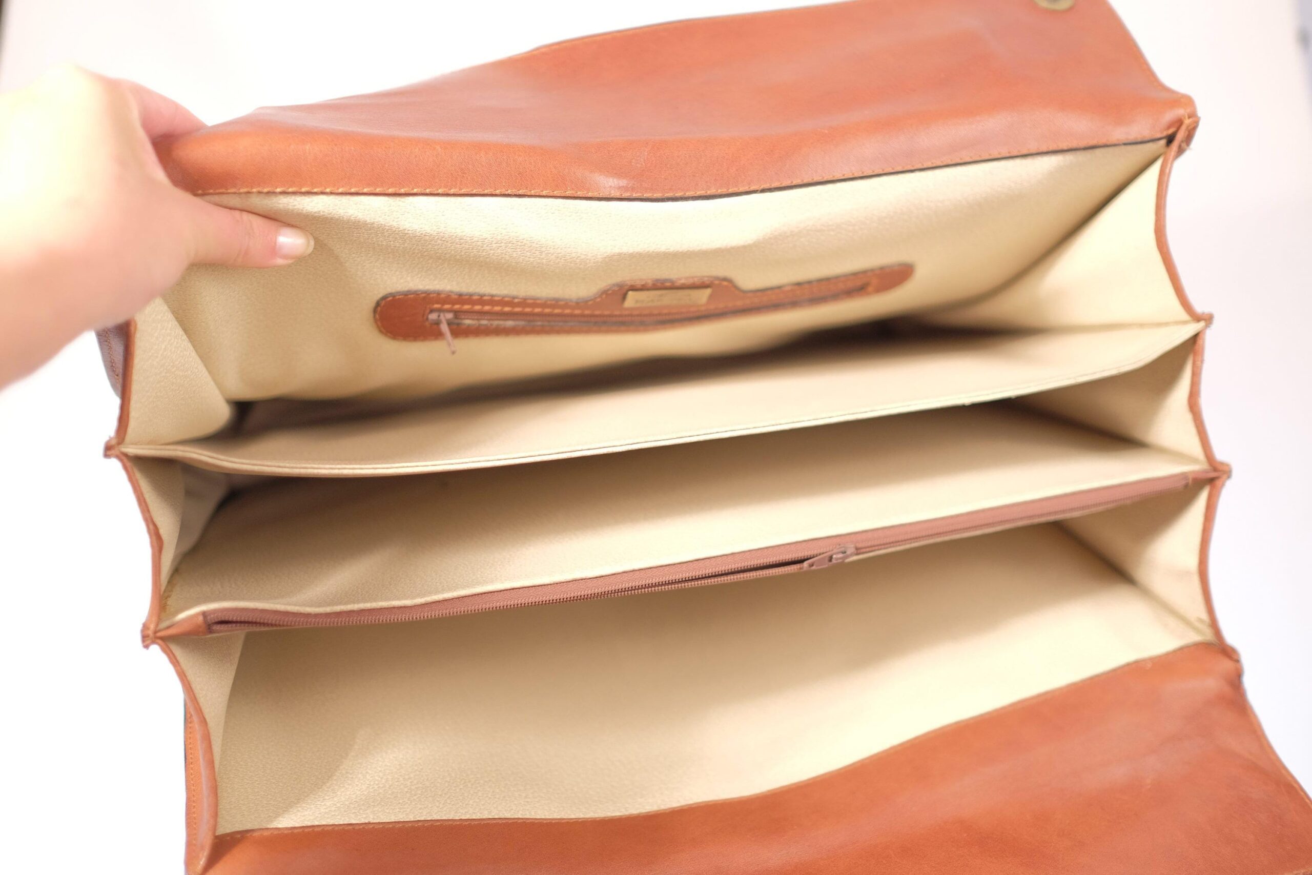 Vintage Brown Leather Briefcase, Extra Spacious Caramel Brown Leather Office Satchel, Laptop Carrier - Image 6