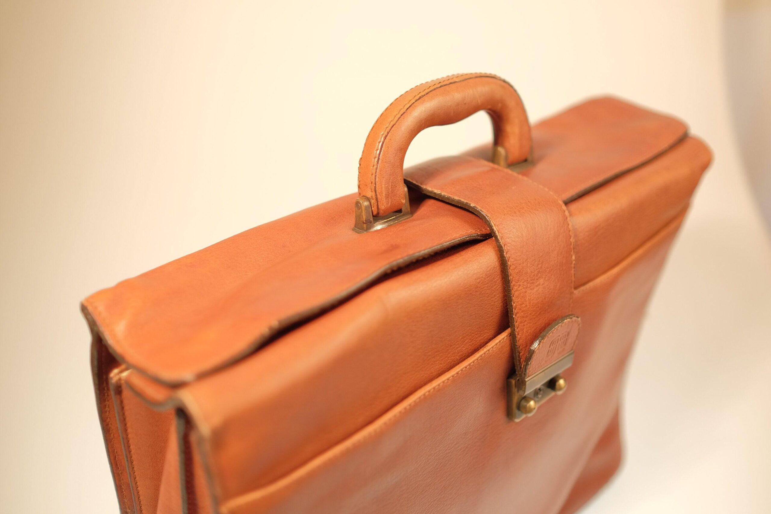 Vintage Brown Leather Briefcase, Extra Spacious Caramel Brown Leather Office Satchel, Laptop Carrier - Image 10