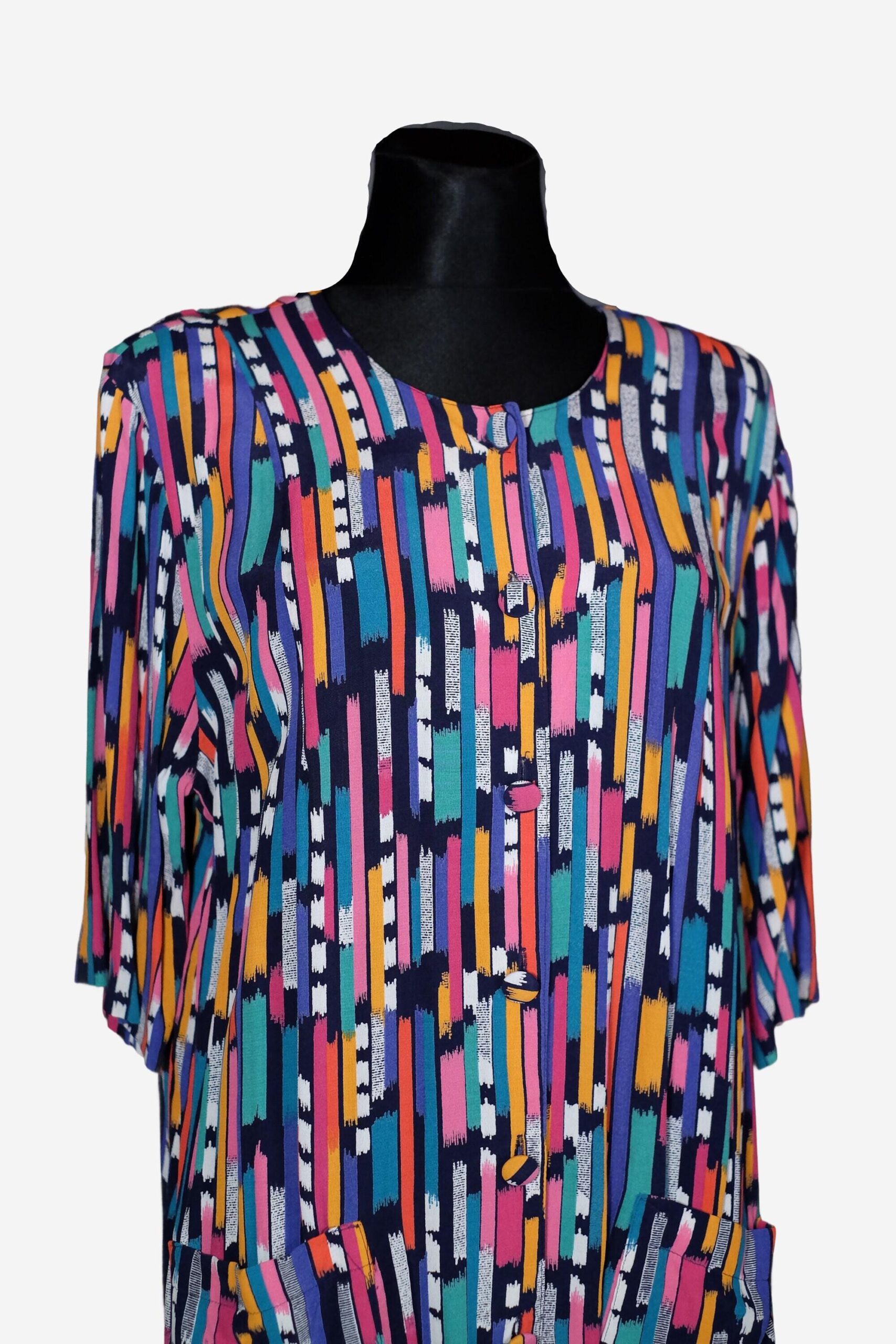 80s Vintage Colorful Long Blouse