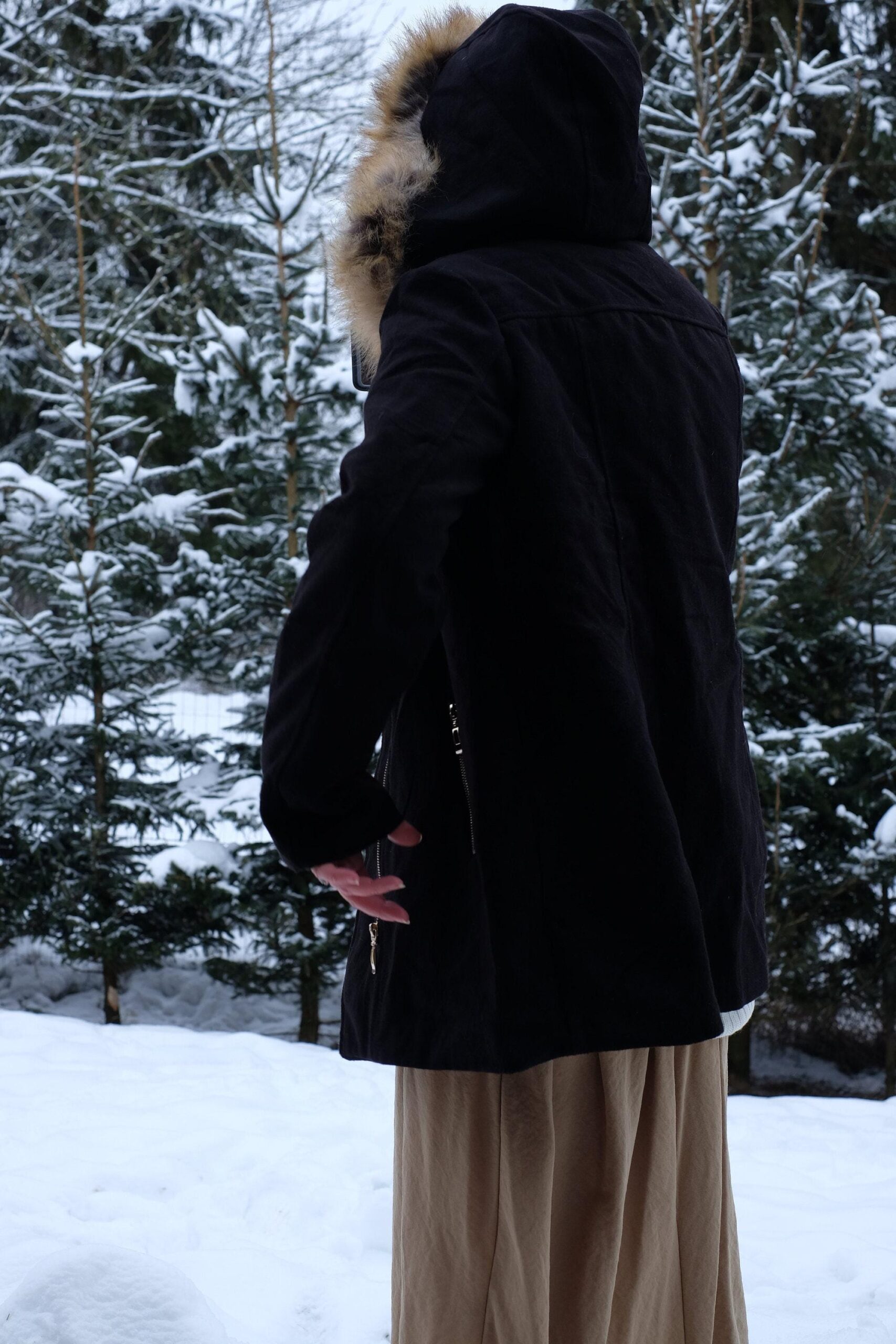 Black Vintage Y2K Hooded Overcoat - Image 2