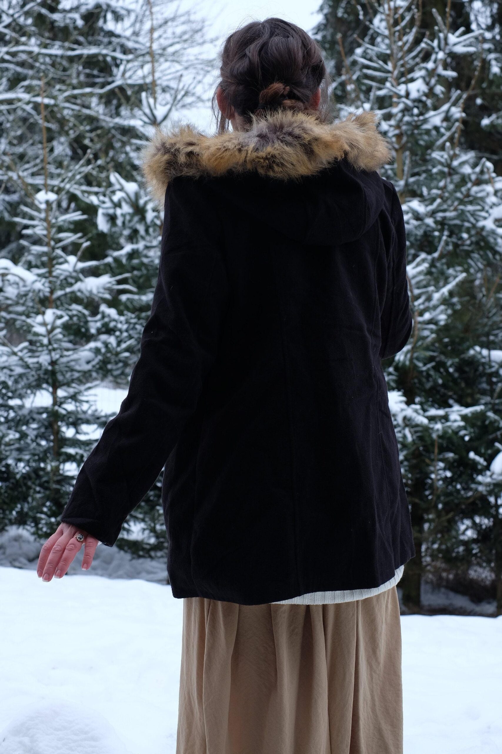Black Vintage Y2K Hooded Overcoat - Image 4