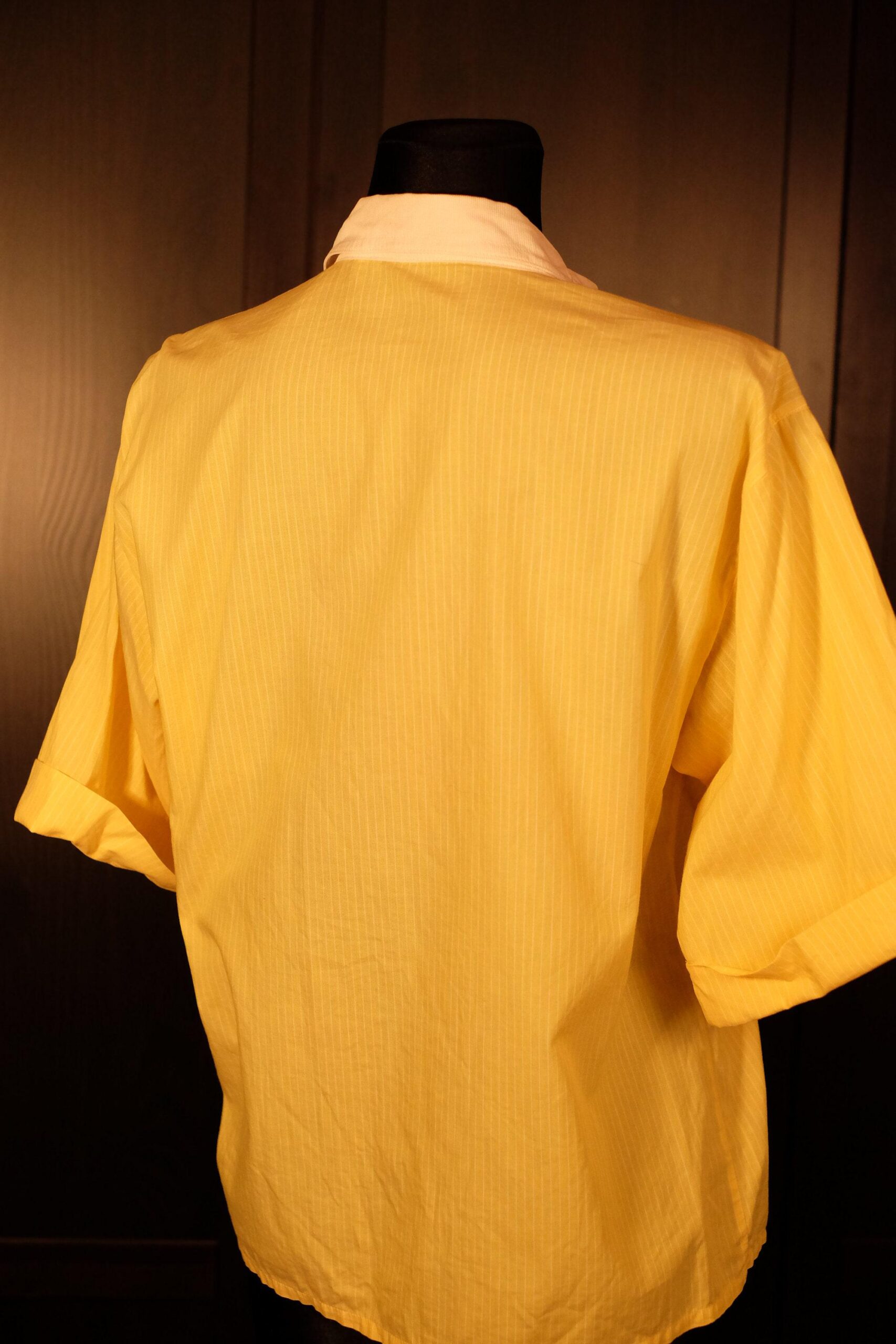 Vintage Yellow Shirt, with white collar and vertical stripes, Betty Barcley Blouse - Image 5