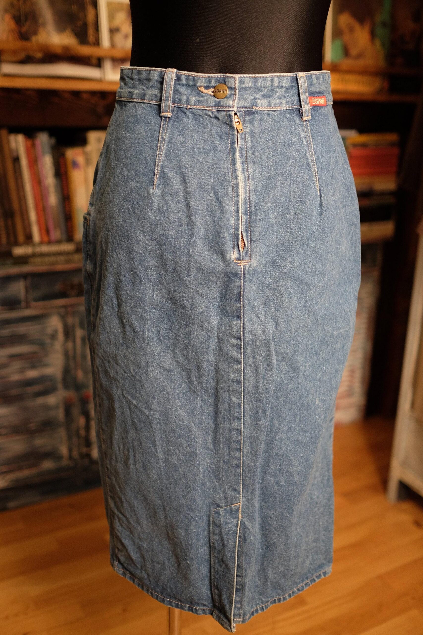 90s Vintage Pencil Denim Skirt with Pockets Size EU36/38 - Image 6