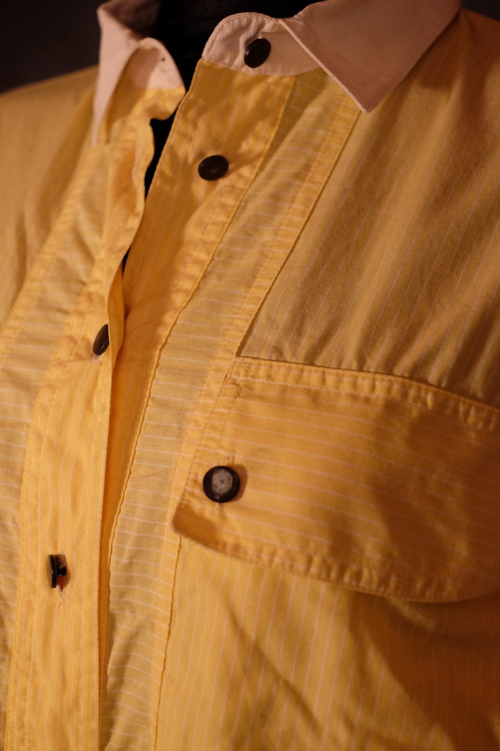 Vintage Yellow Shirt, with white collar and vertical stripes, Betty Barcley Blouse - Image 6