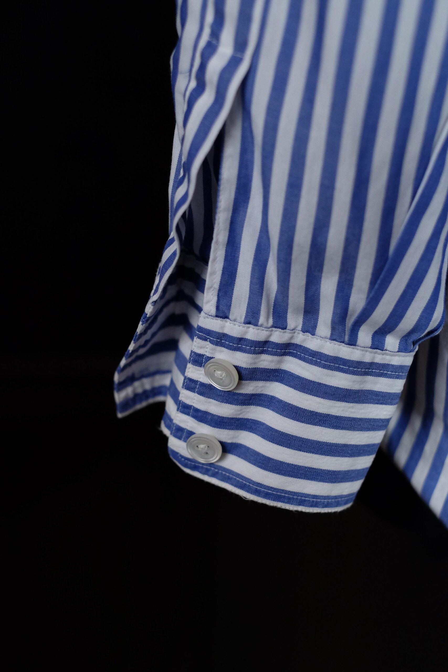 Blue White Striped Smart Shirt, Button Up Collared Long Sleeved Blouse - Image 7