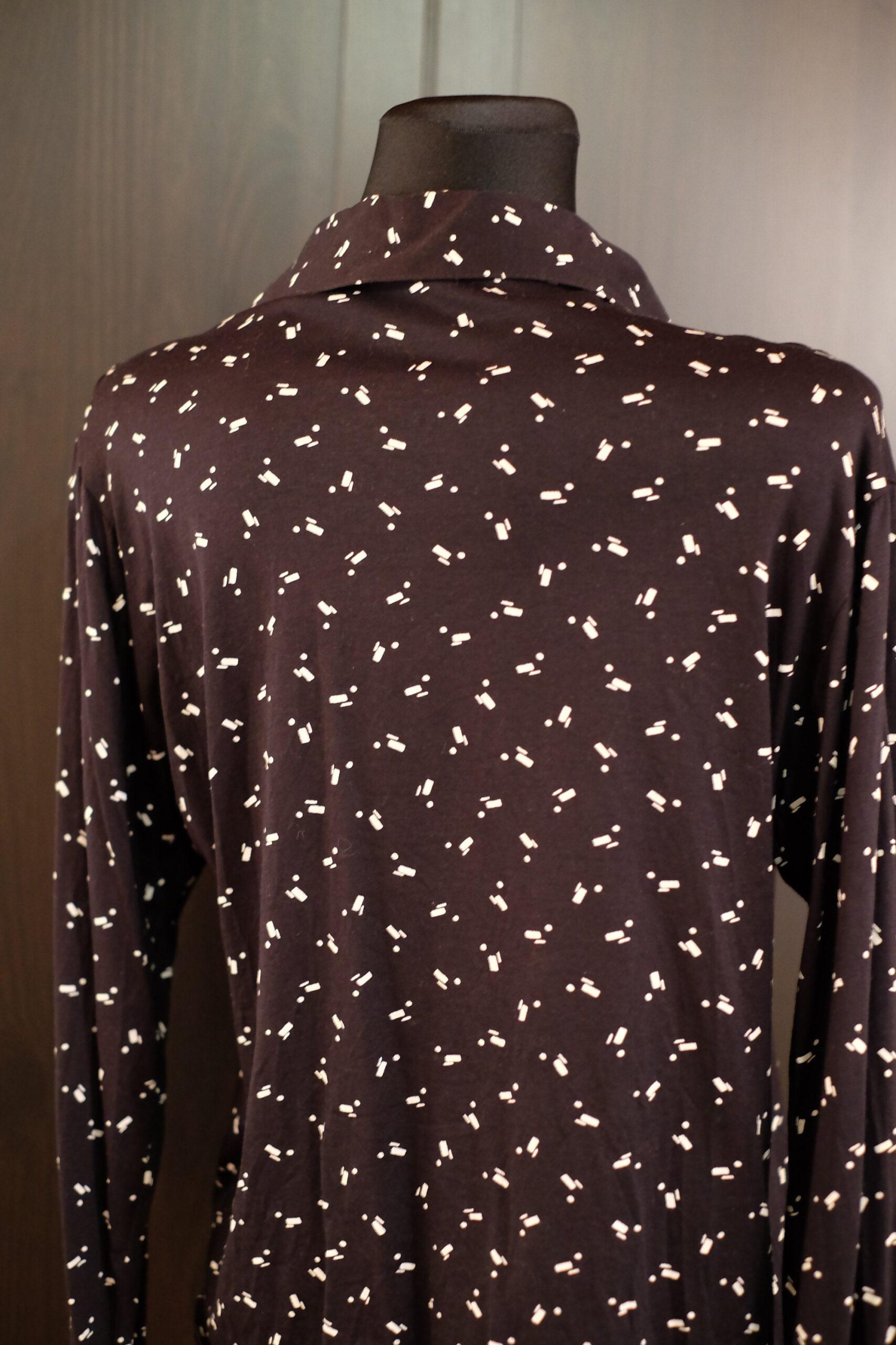 90s Vintage Black Shirt, Long Sleeves Collared Cotton Button Up Blouse - Image 7