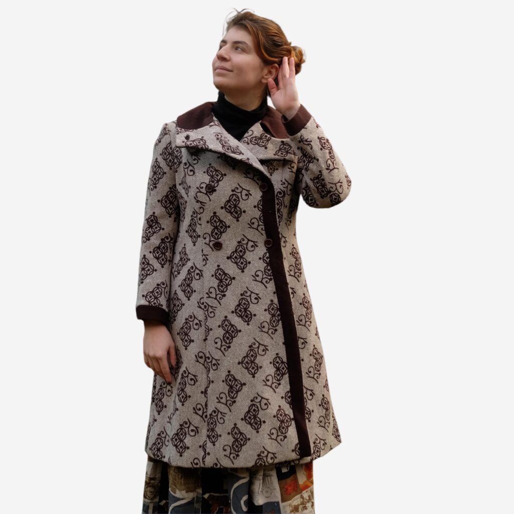 Vintage Beige Brown Double Breasted Coat with Elegant Design Luisa Spagnoli