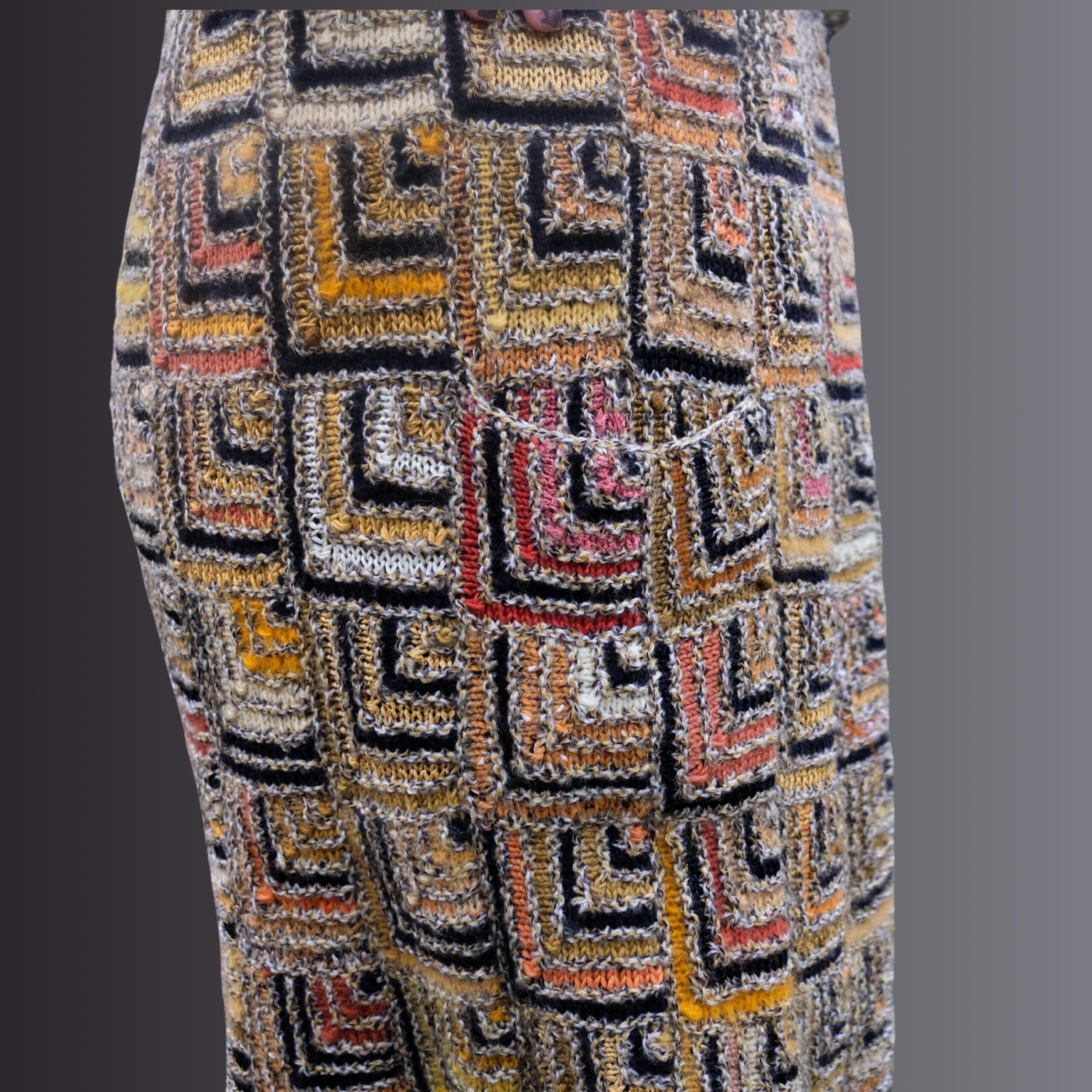 Long Boho Vintage Maxi Cardigan in Gold Geometrical Design, Very Hippie Ethno Vibes, Luisa Spagnoli - Image 7