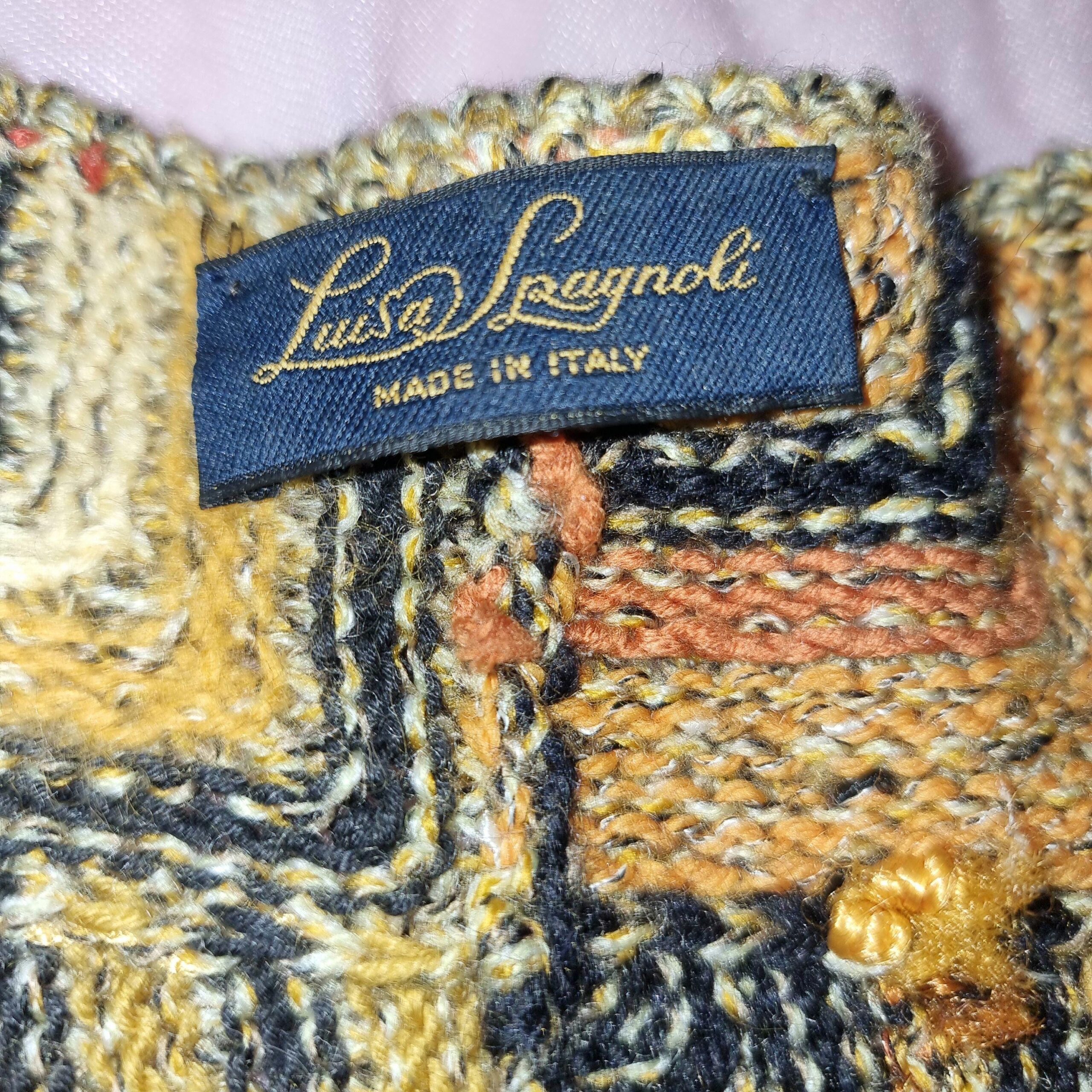 Long Boho Vintage Maxi Cardigan in Gold Geometrical Design, Very Hippie Ethno Vibes, Luisa Spagnoli - Image 10