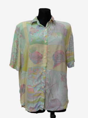 Vintage 80s/90s Seaside Funky Button Up Shirt in Pastel Colours