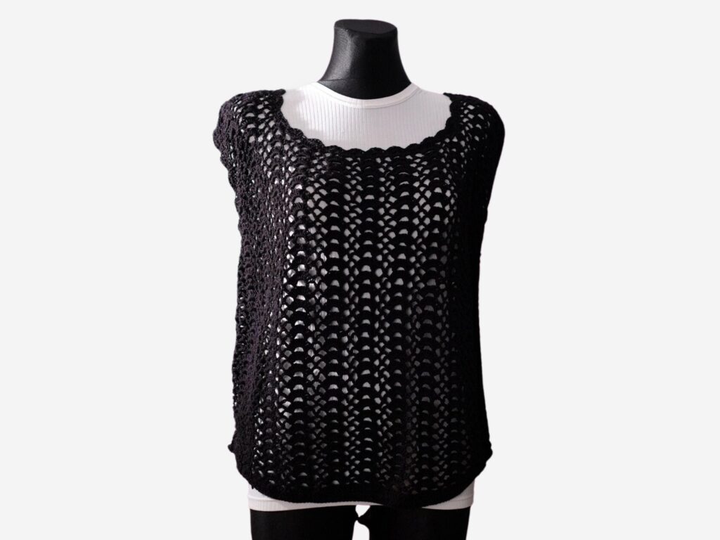 Vintage Black Sleeveless Crocheted Top