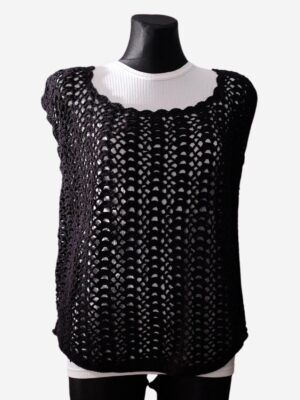 Vintage Black Sleeveless Crocheted Top