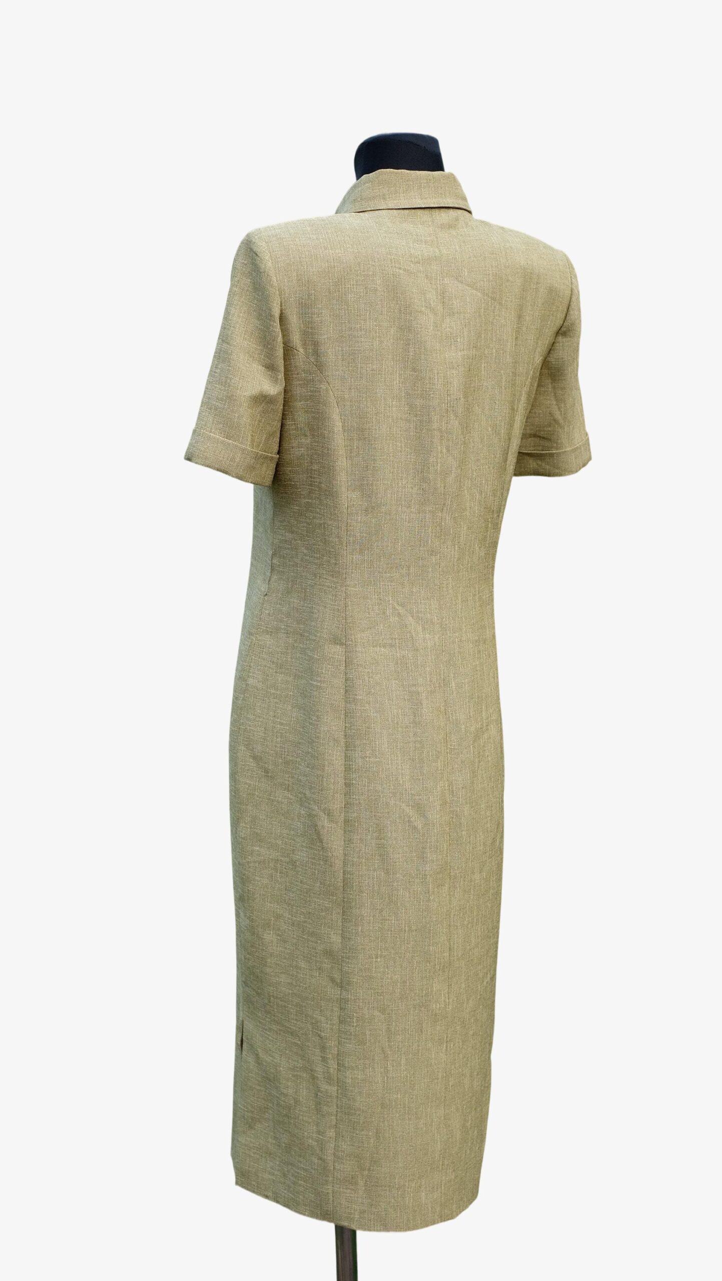 Vintage Light Green Midi Shirt Dress with Collar, Pia Boutique Paris - Image 3