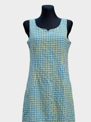 Vintage Checkered MOD Mini Dress in Yellow and Blue