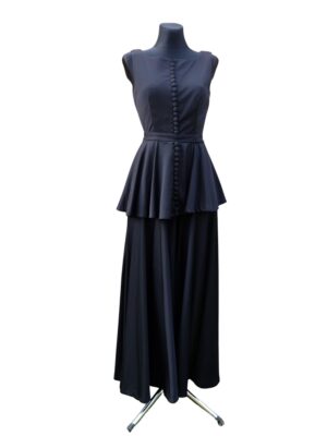 Rare 1970s Jean Varon Black Gown | Draped Back Peplum Maxi | Museum-Worthy Vintage Designer Dress | Listed Below Market Value