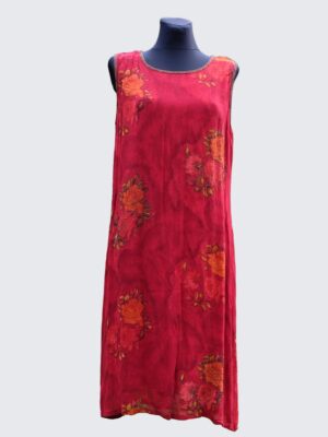 Vintage 1920s Red Embroidered Floral Flapper Dress