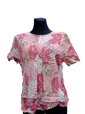 Vintage 90s Patchwork Pink Short Sleeves Blouse
