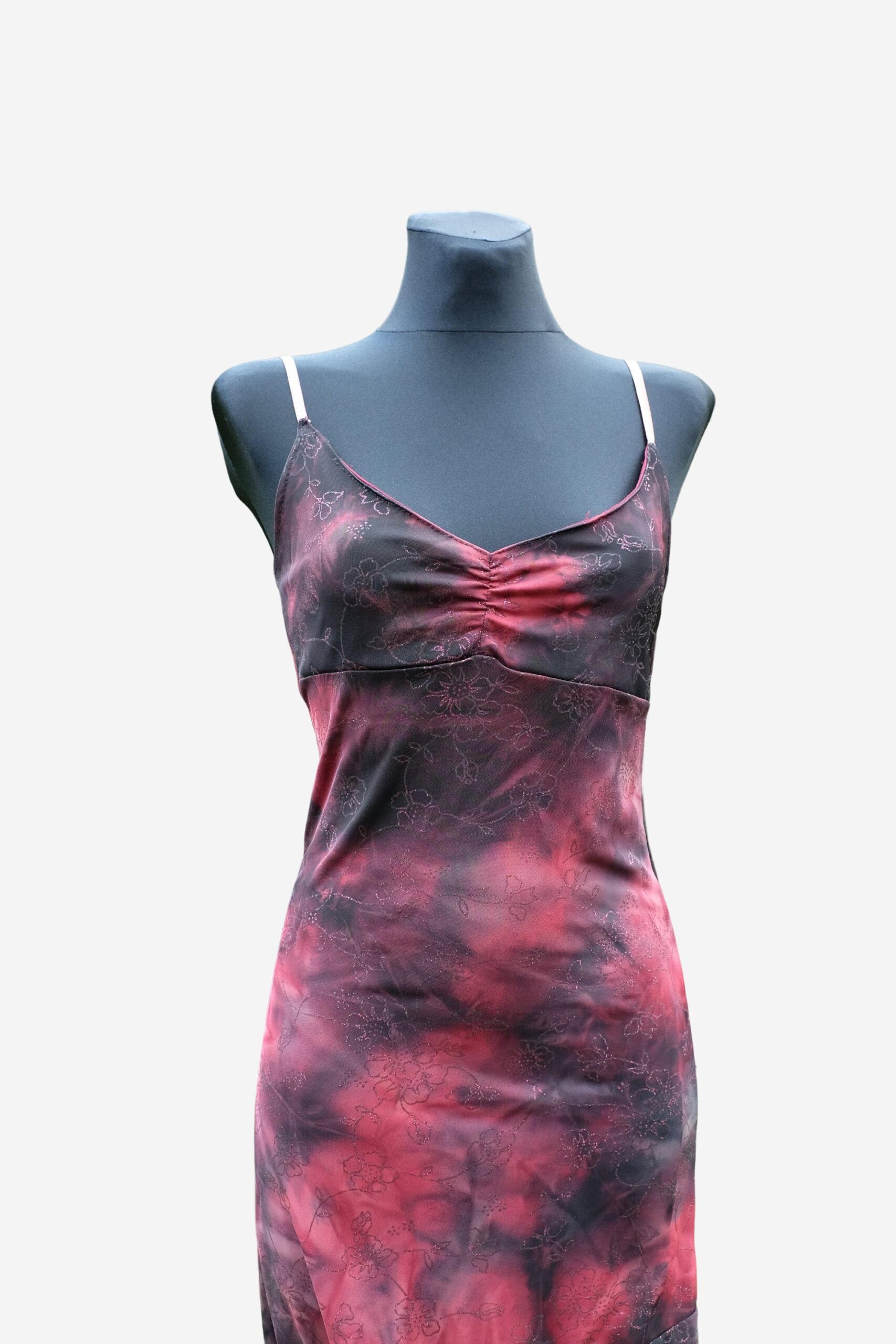 90s Vintage Asymmetrical Tango Slip Dress in Red and Black - Image 4