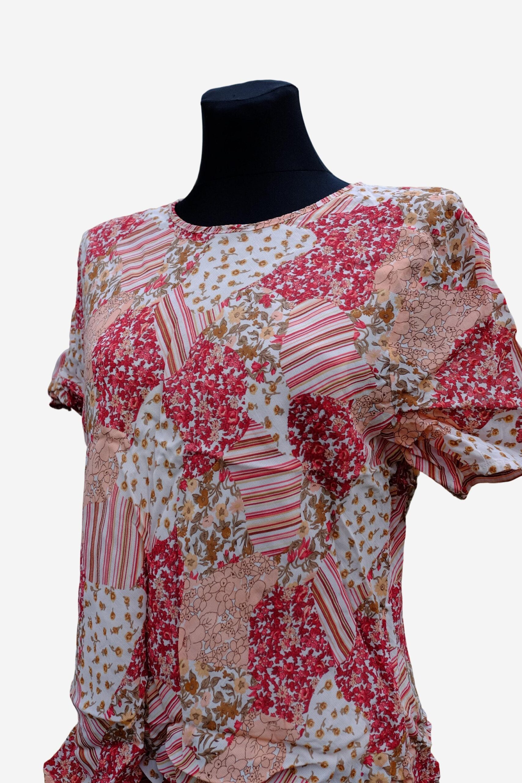Vintage 90s Patchwork Pink Short Sleeves Blouse - Image 7