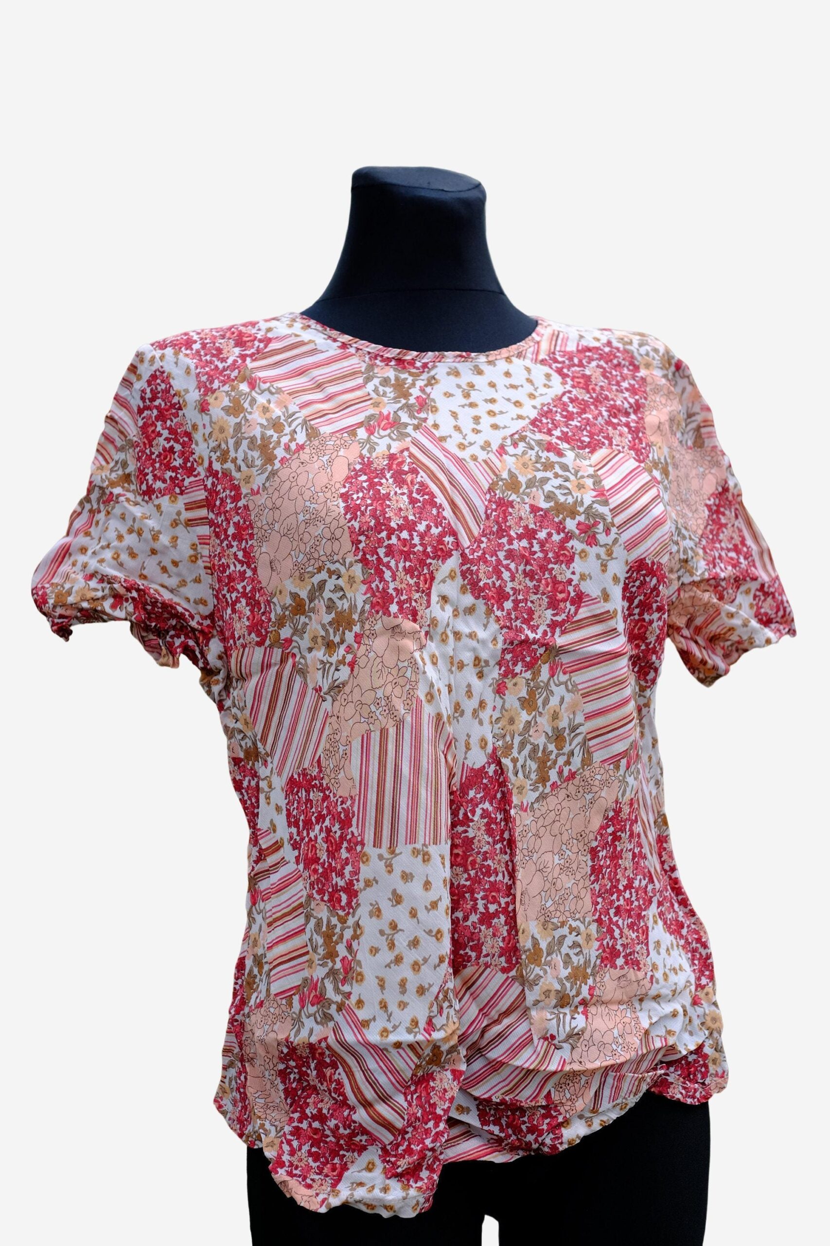 Vintage 90s Patchwork Pink Short Sleeves Blouse - Image 8