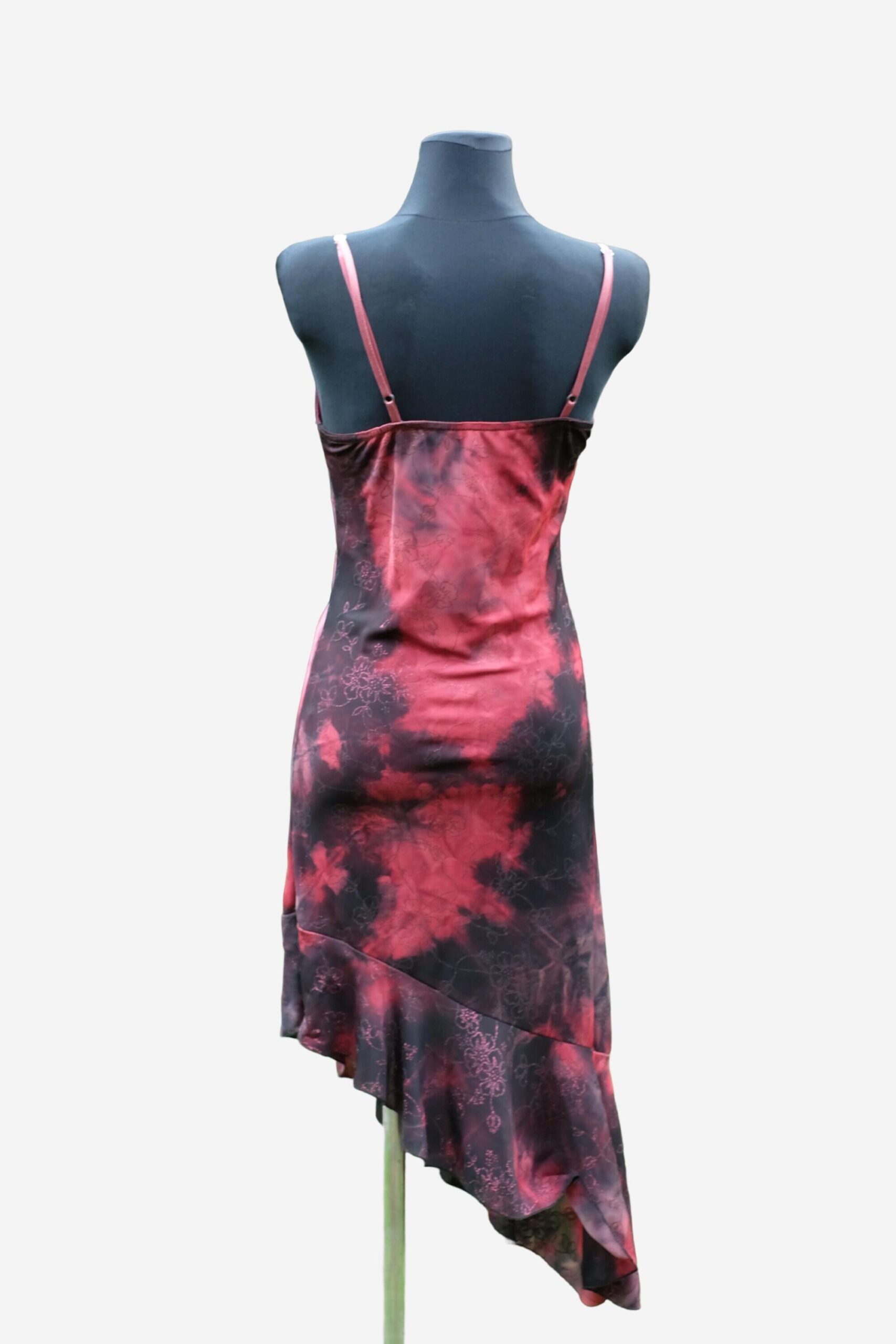 90s Vintage Asymmetrical Tango Slip Dress in Red and Black - Image 9