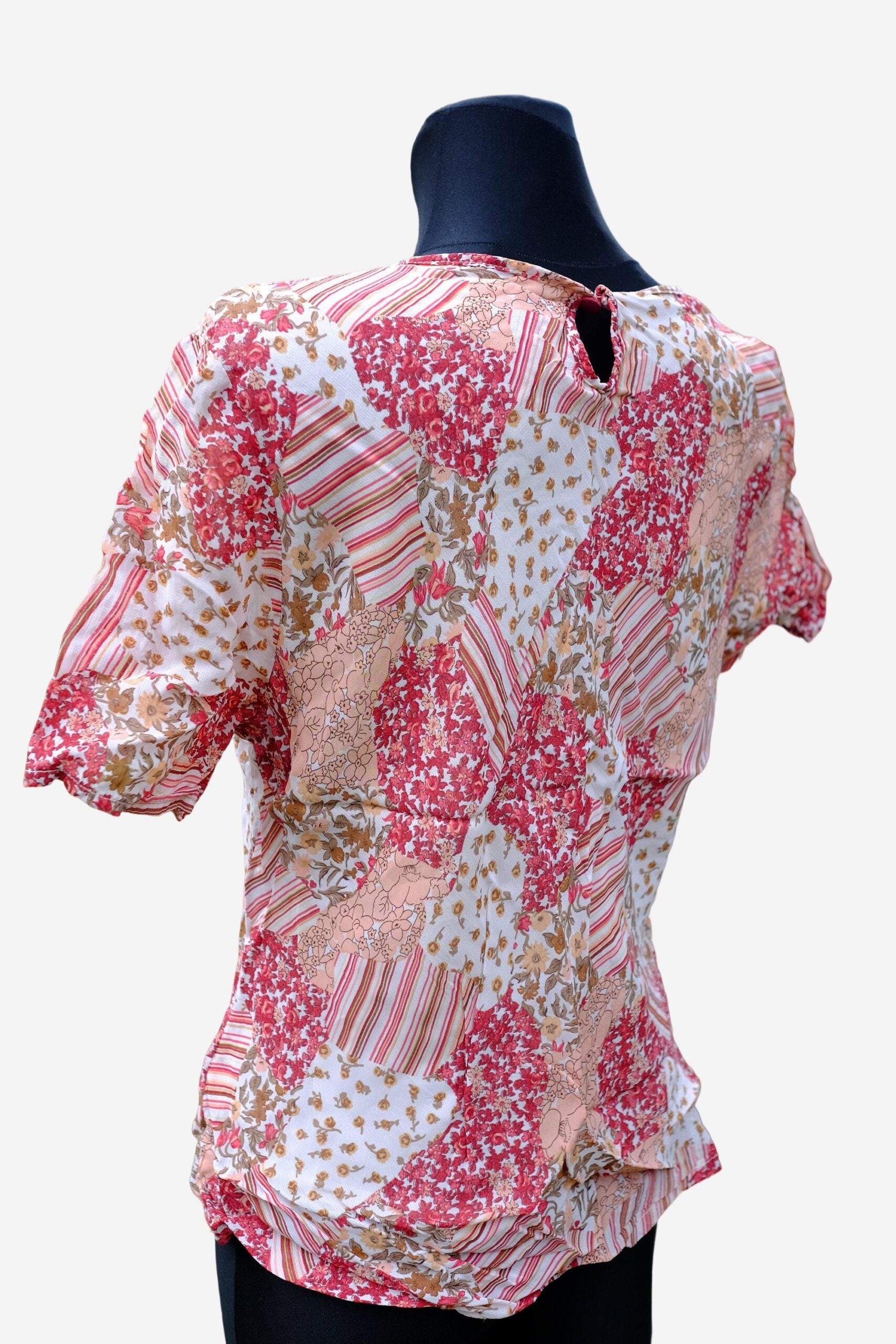 Vintage 90s Patchwork Pink Short Sleeves Blouse - Image 9