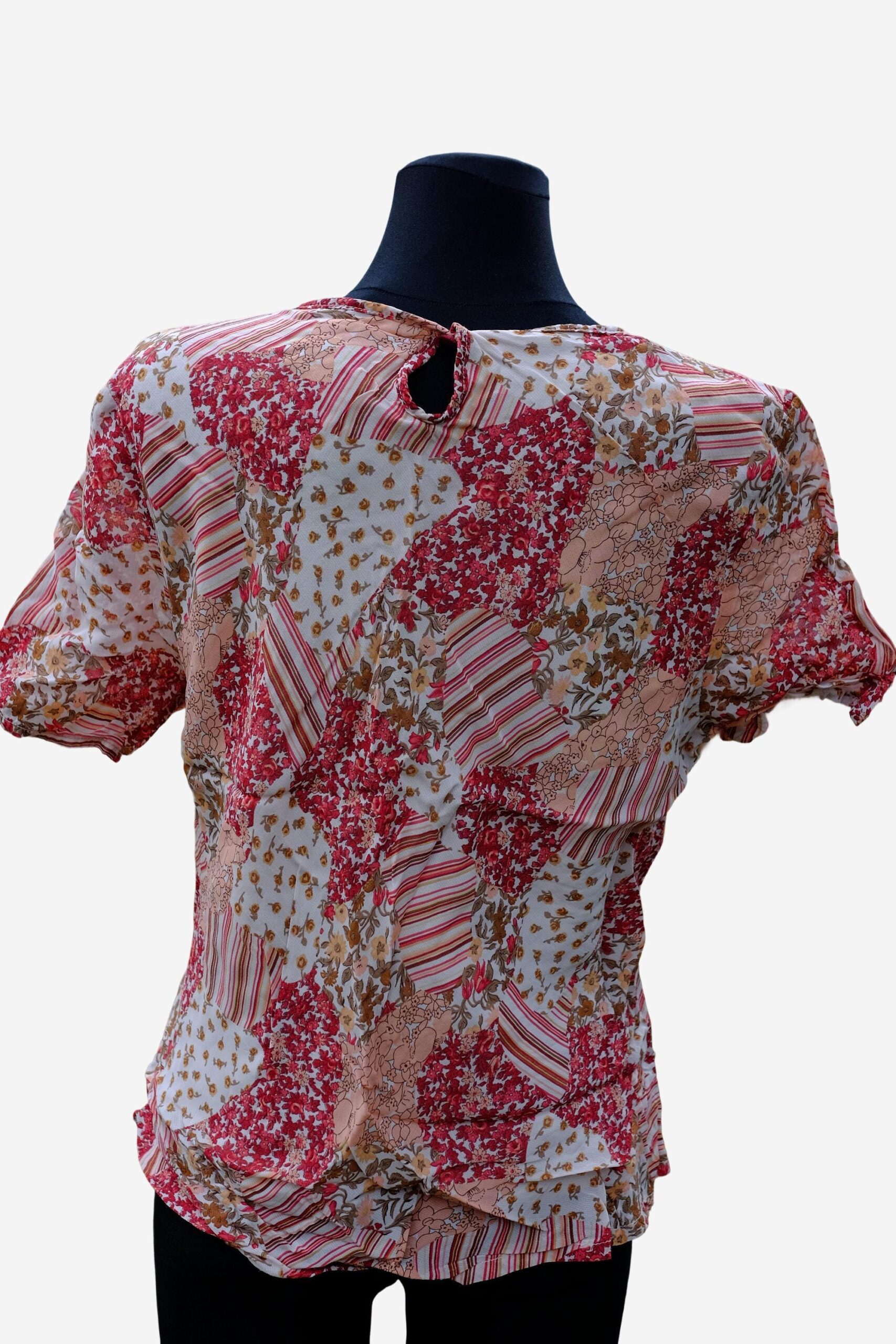 Vintage 90s Patchwork Pink Short Sleeves Blouse - Image 10