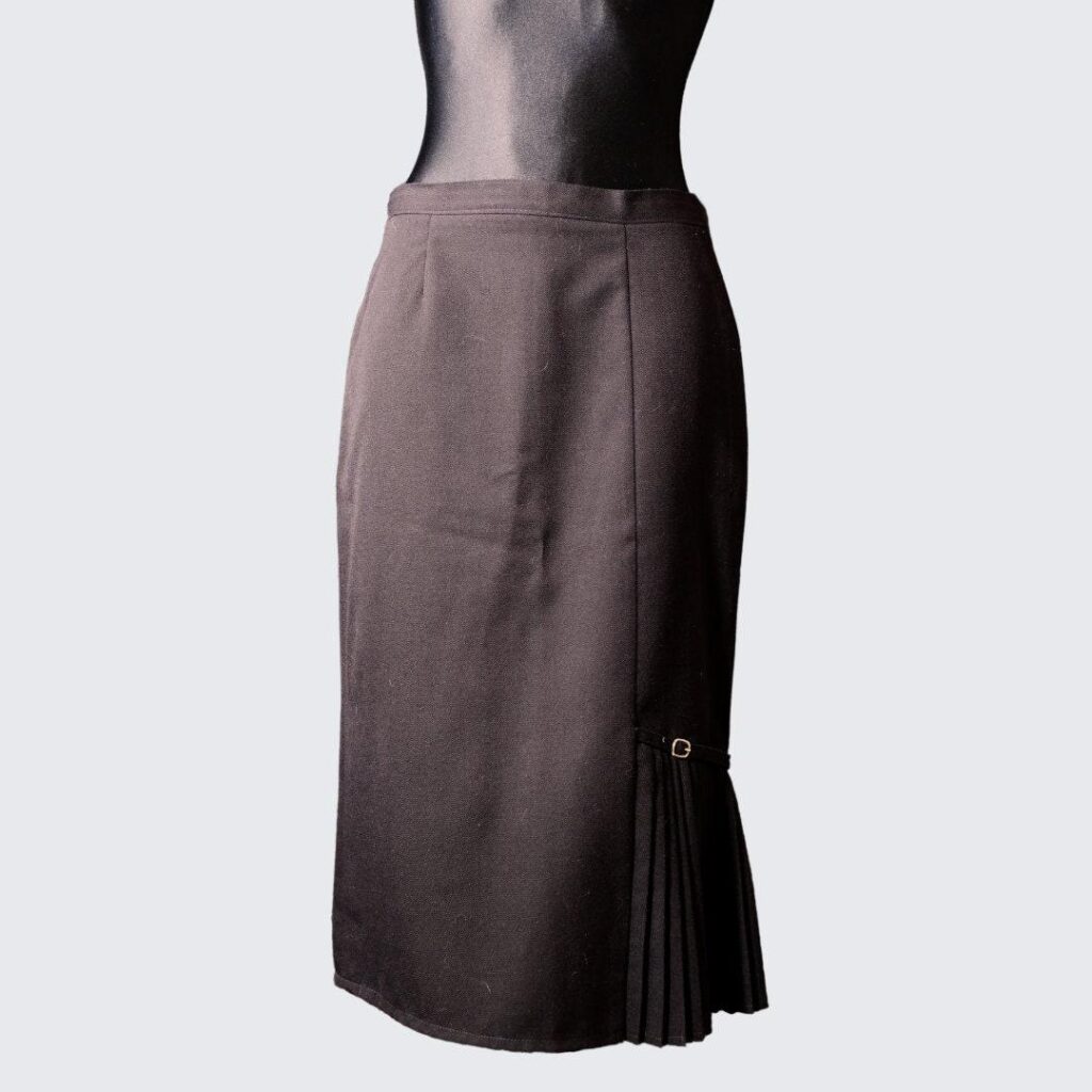 Vintage Black Winter Pencil Overlap Motive Skirt