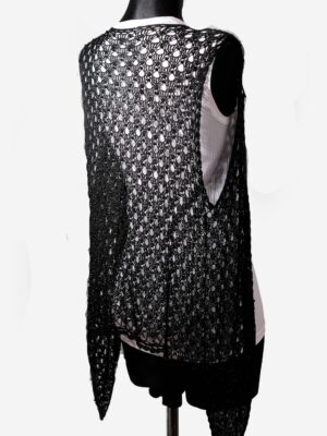 Black Vintage Crocheted Festival Vest/ Top with Pearls