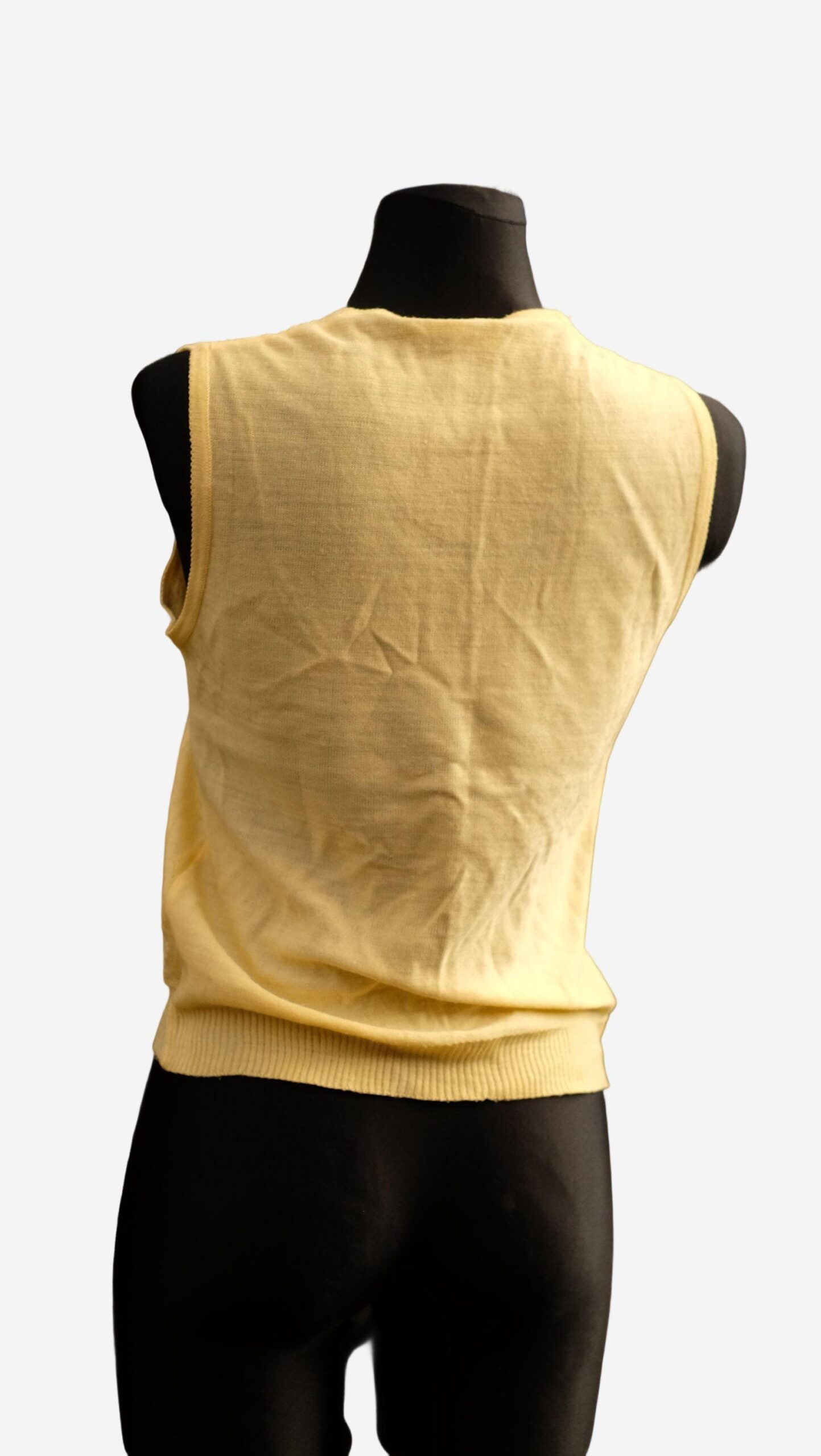 Vintage 60s Mod Knitted Yellow Vest, Knitted Sleeveless Top - Image 3
