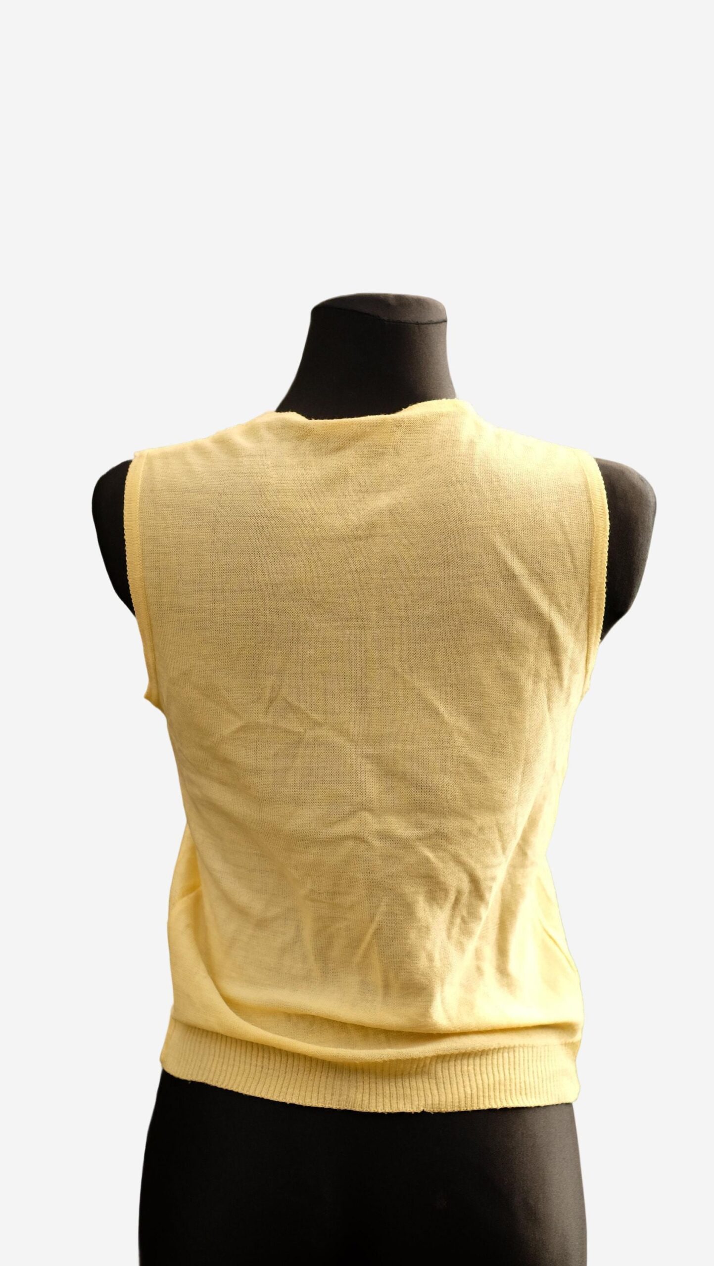 Vintage 60s Mod Knitted Yellow Vest, Knitted Sleeveless Top - Image 7