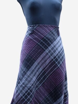 Vintage Wool Tartan A line Purple Mini skirt